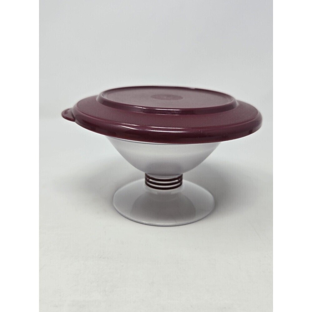 VINTAGE TUPPERWARE PRELUDIO DESSERT BOWLS WITH LIDS SET OF 6 MAROON HOSTESS GIFT